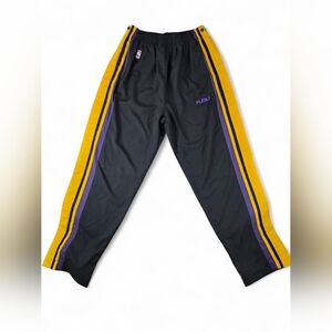 Vintage FUBU NBA Tearaway Track Pants XXL Black Yellow Purple Snap Sides